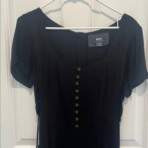 Maeve Black Scoop Neck Button Front Dress